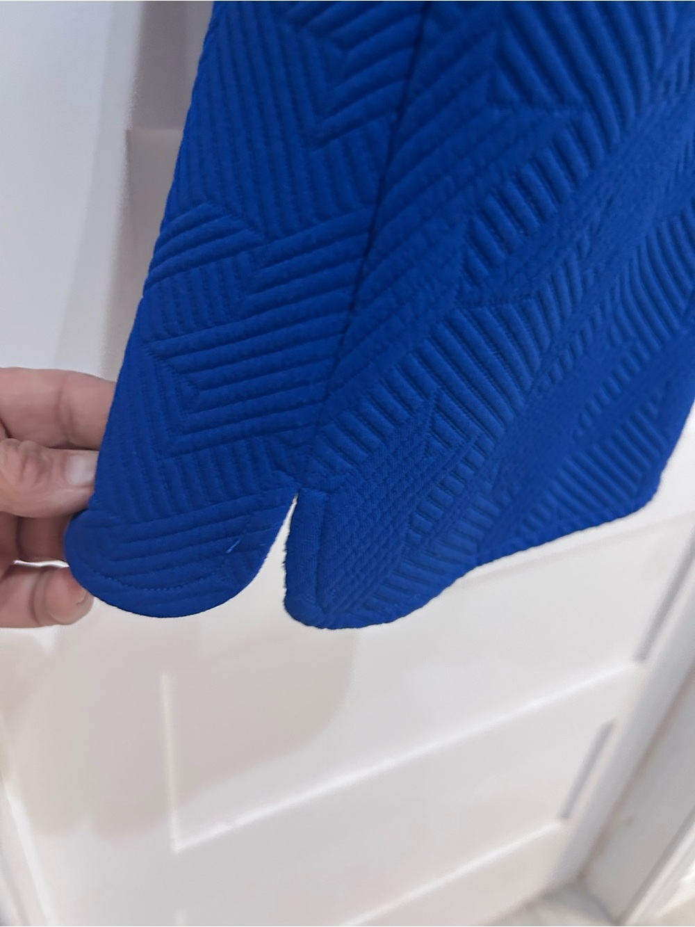SSYS size L, Royal Blue Textured Zip-Neck Dress - Picture 5 of 9